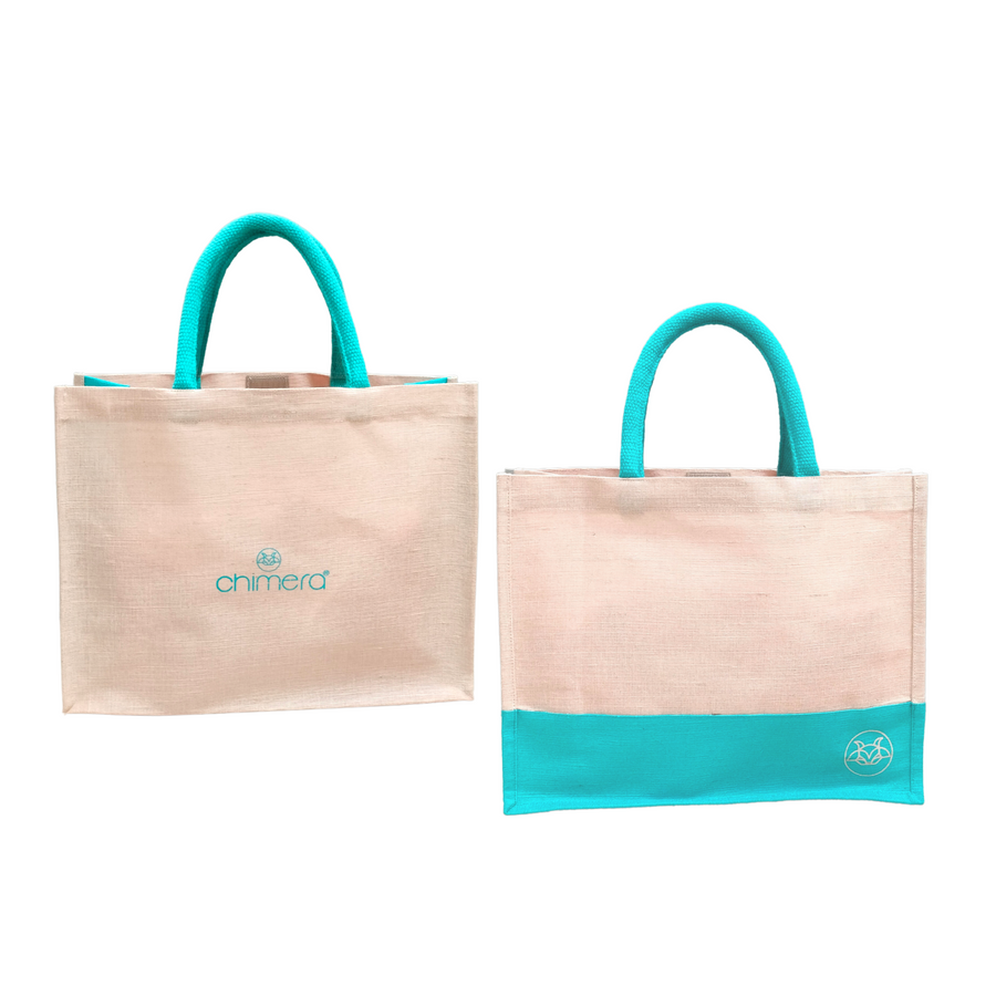 Sustainable Juco Dual Color Office Lunch Bag for Men & Women Perfect for Traveling, Outdoor Events (Aqua/Natural) Combo Set