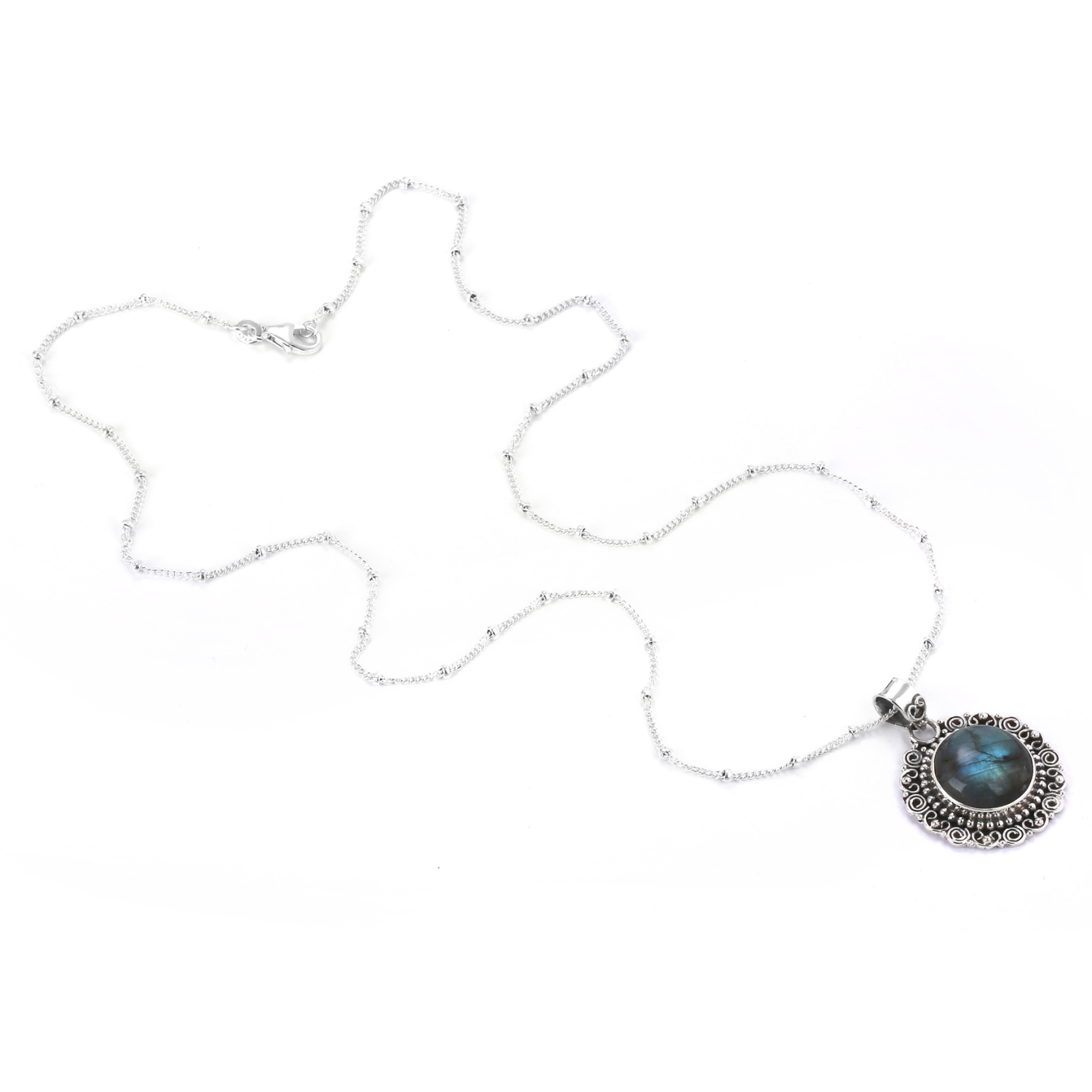 Labradorite Pendant Antique Silver Necklace