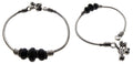 Chimera Oxidized Silver Anklet with Designer Coils, Beads with Black Beaded Charms and bells for Women and Girls (2)