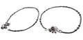 Chimera Antique Oxidized Silver Anklet with Designer Coil Beads and Silver Beaded Charms and bells with Stylish Clasp for Women and Girls ( 1 Pair )
