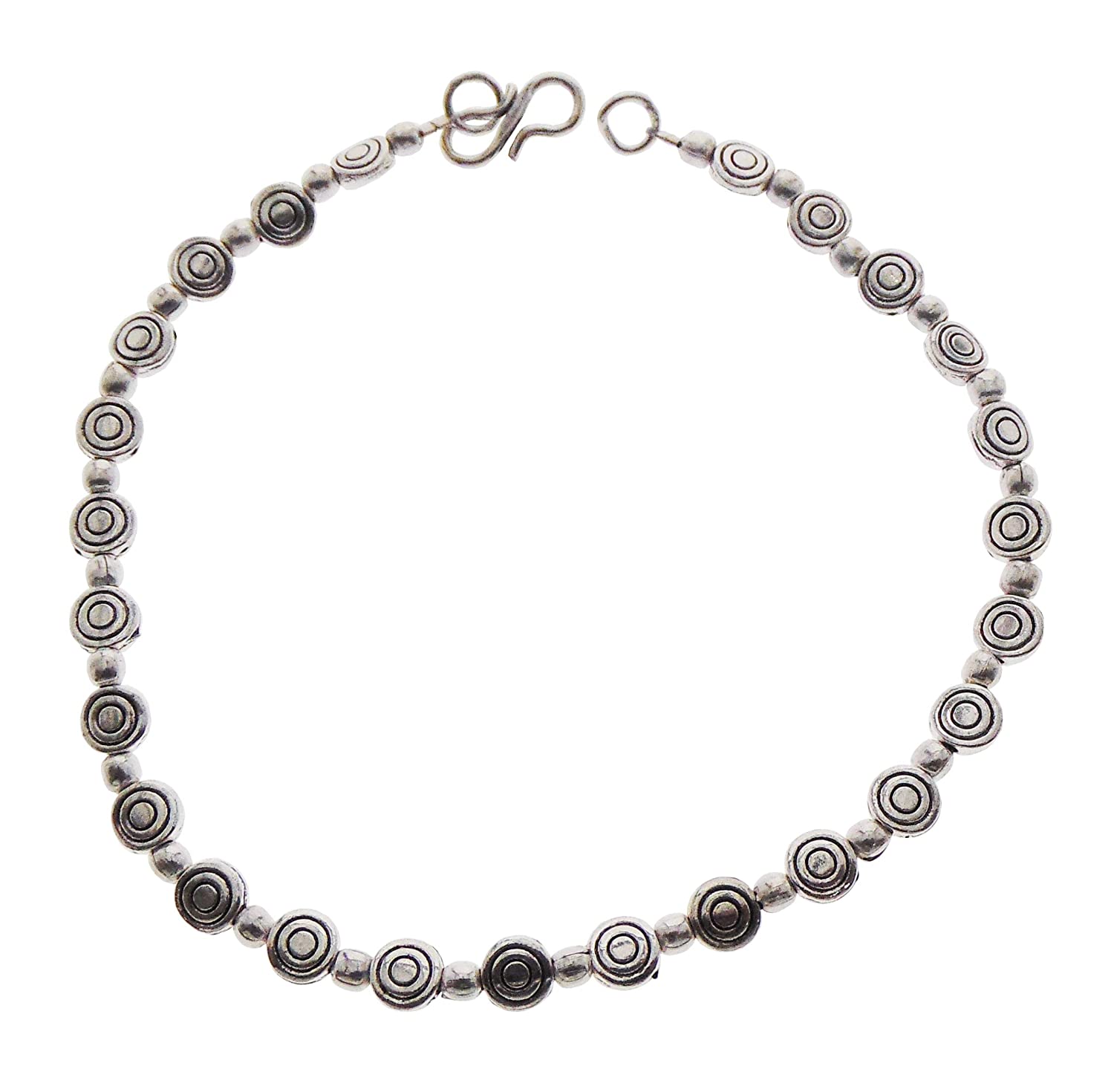 CHIMERA German Silver Anklet with Stylish Spiral Design Beads for Women and Girls