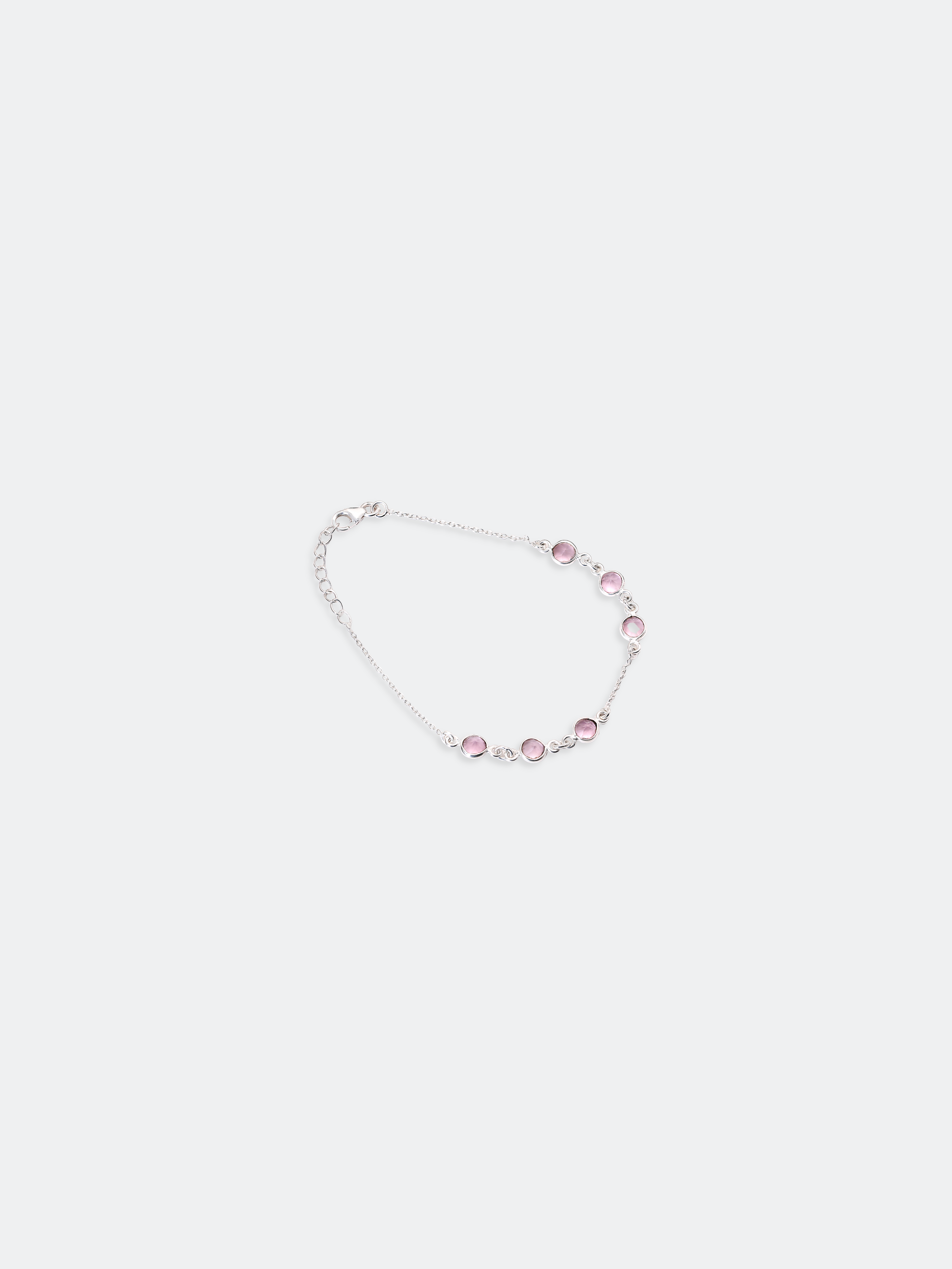Round Pink Chalcedony Chain Bracelet