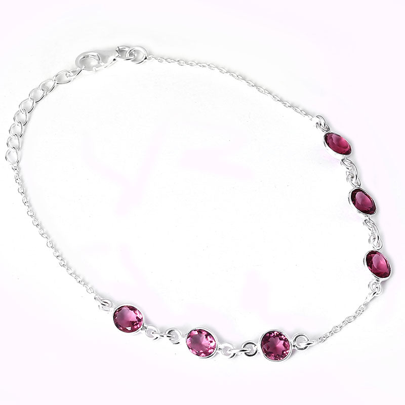 Round  Pink Topaz Chain Bracelet