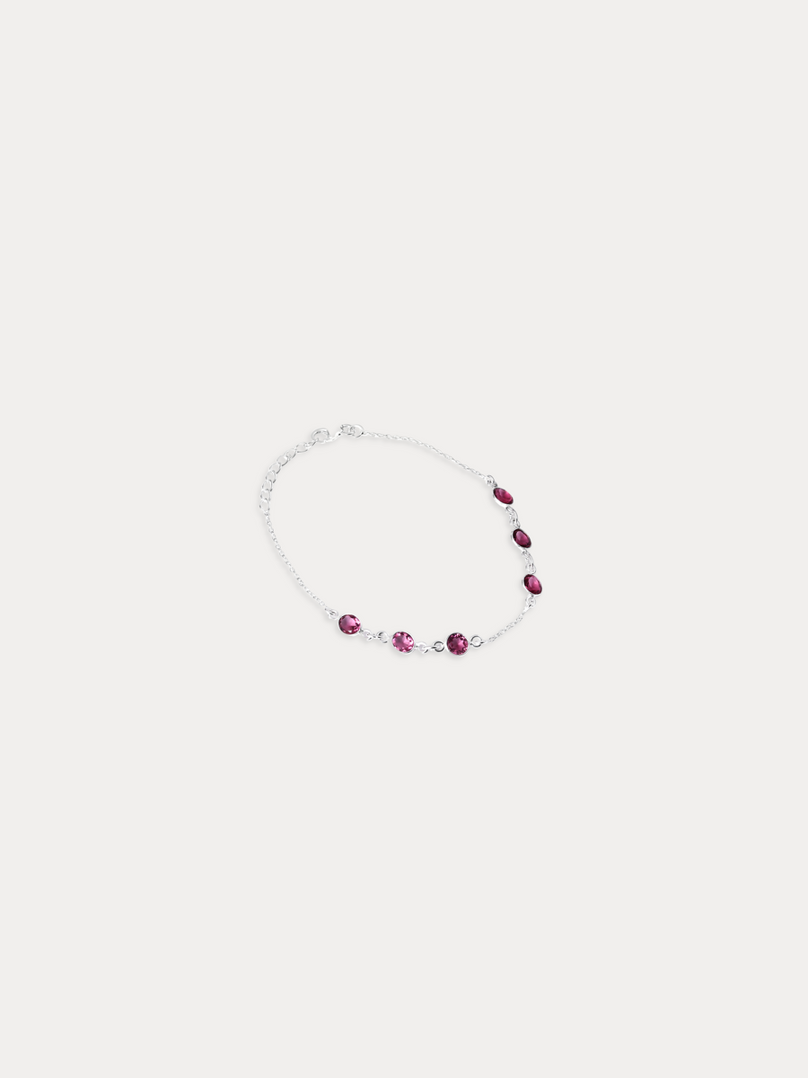 Round  Pink Topaz Chain Bracelet