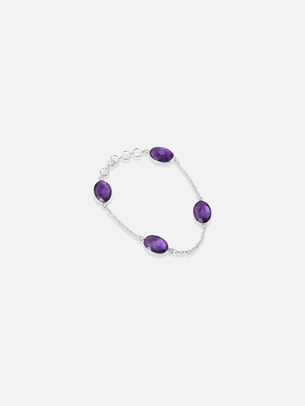 Oval Purple Amethyst Silver Bracelet