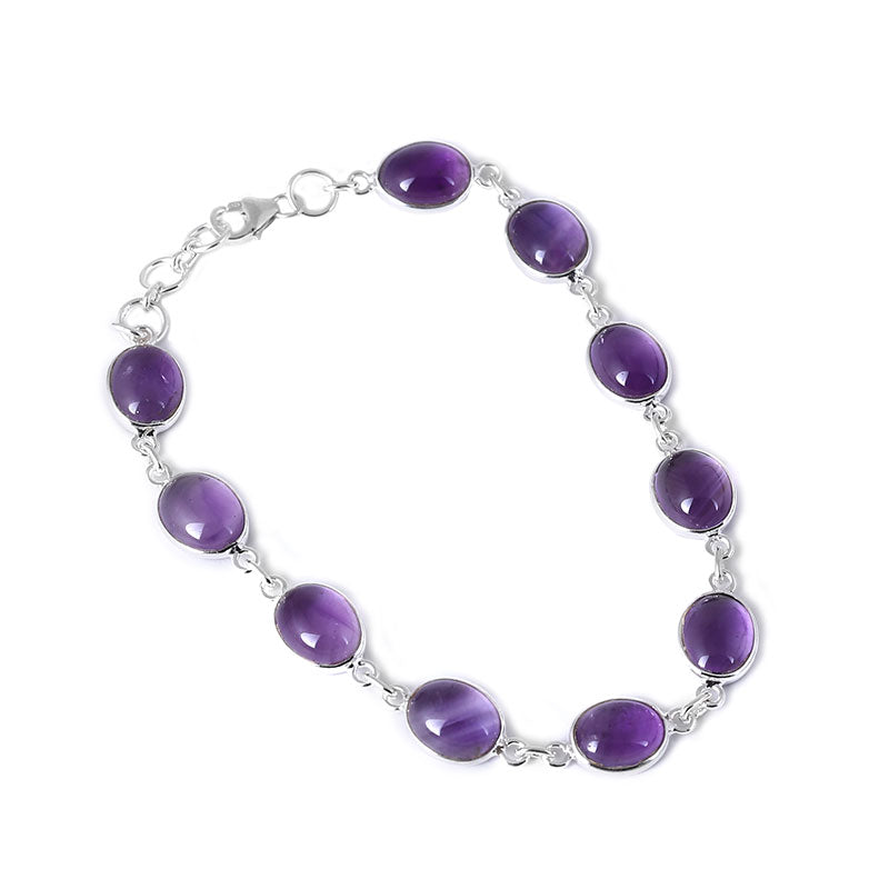 Purple Amethyst Quartz Silver Bracelet