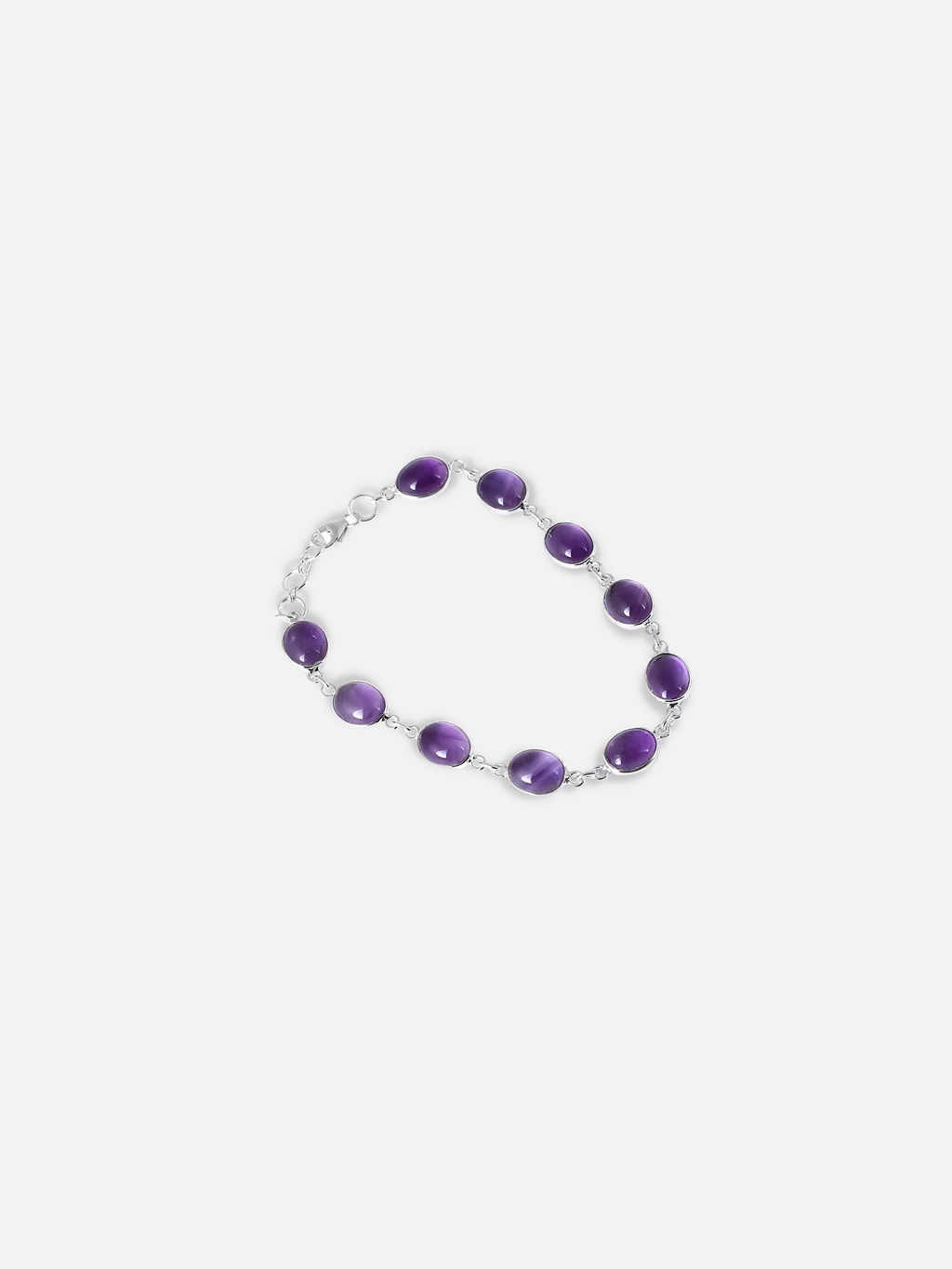 Purple Amethyst Quartz Silver Bracelet