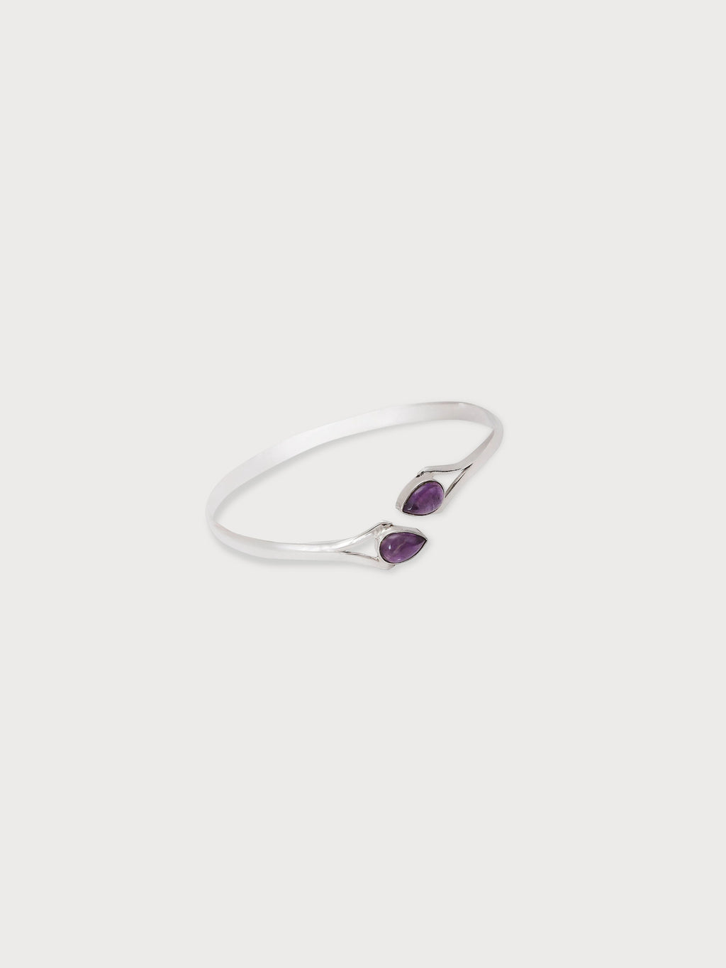 Purple Amethyst Gemstone Silver Bangle