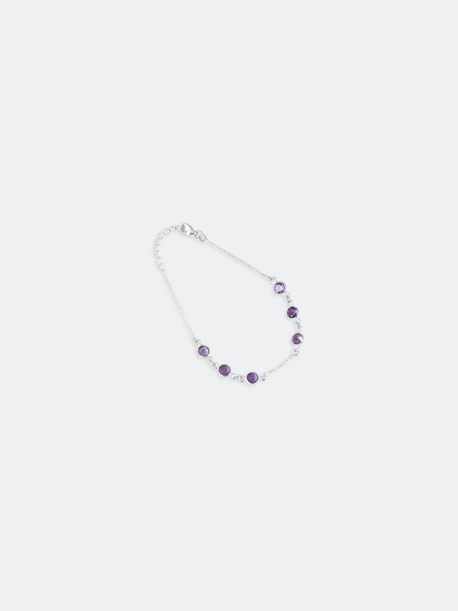 Purple Amethyst Quartz Chain Bracelet