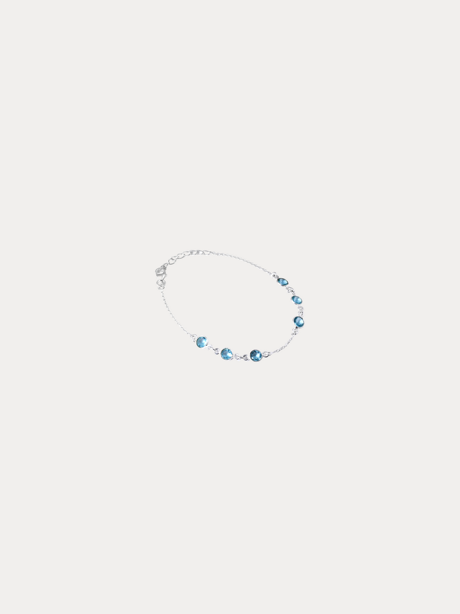 Round Sky Blue Topaz Chain Bracelet