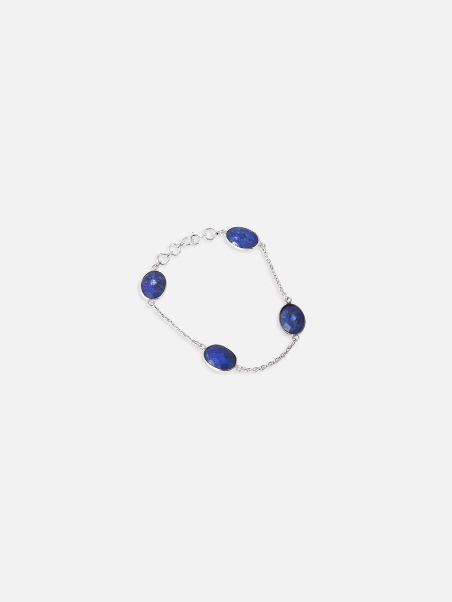 Oval Blue Lapis Silver Bracelet