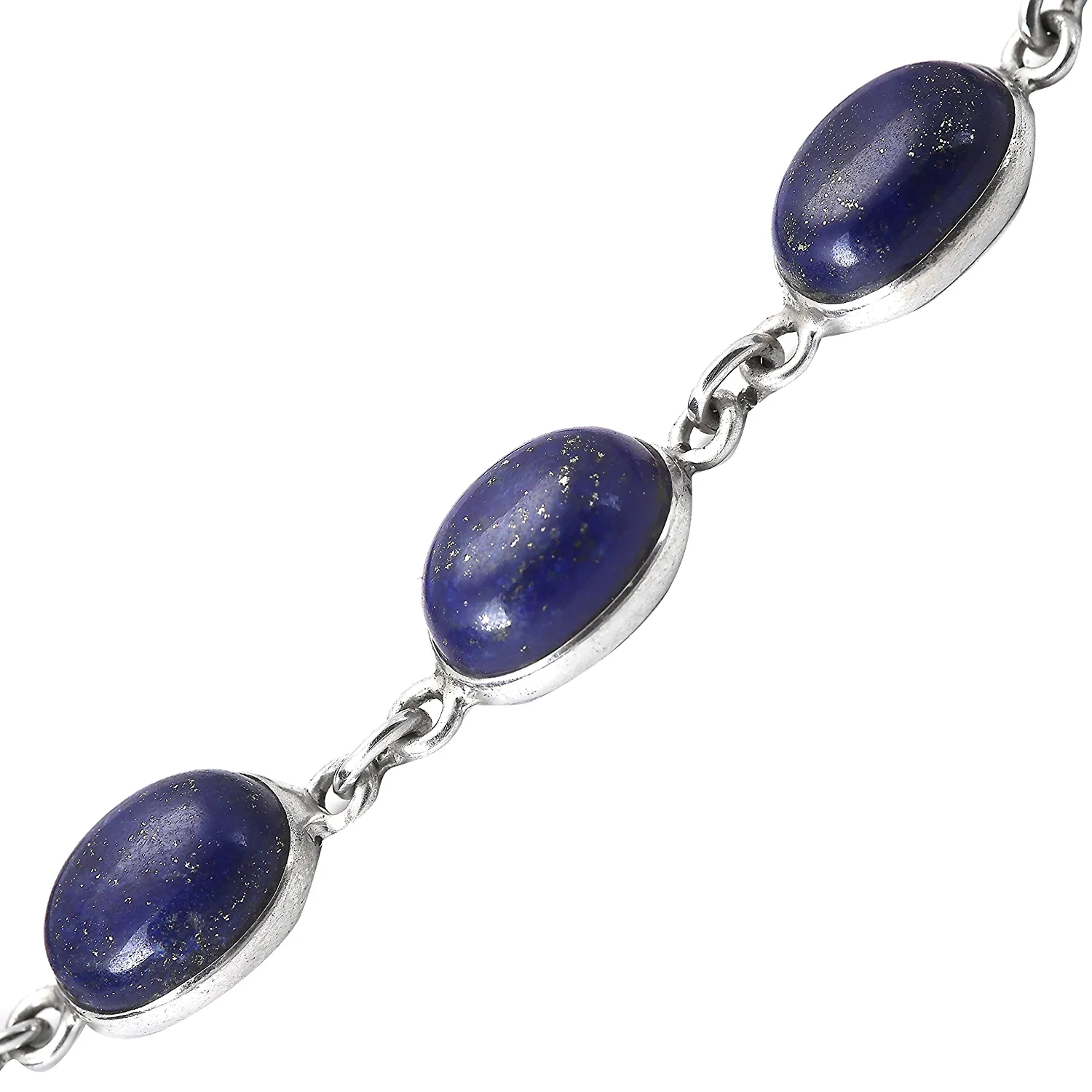 Natural Blue Lapis Lazuli Silver Bracelet