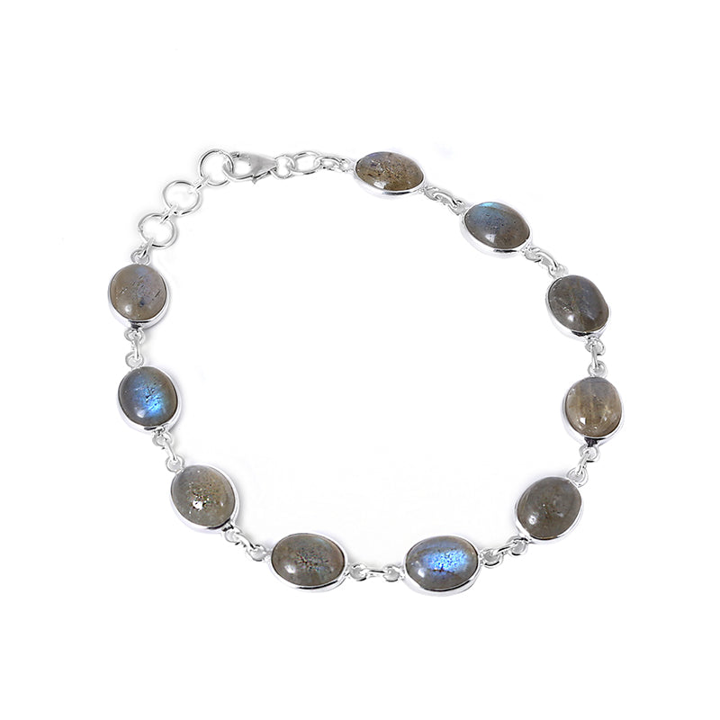 Natural Labradorite Silver Bracelet