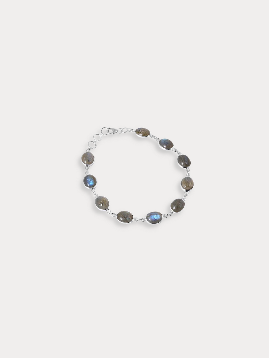 Natural Labradorite Silver Bracelet