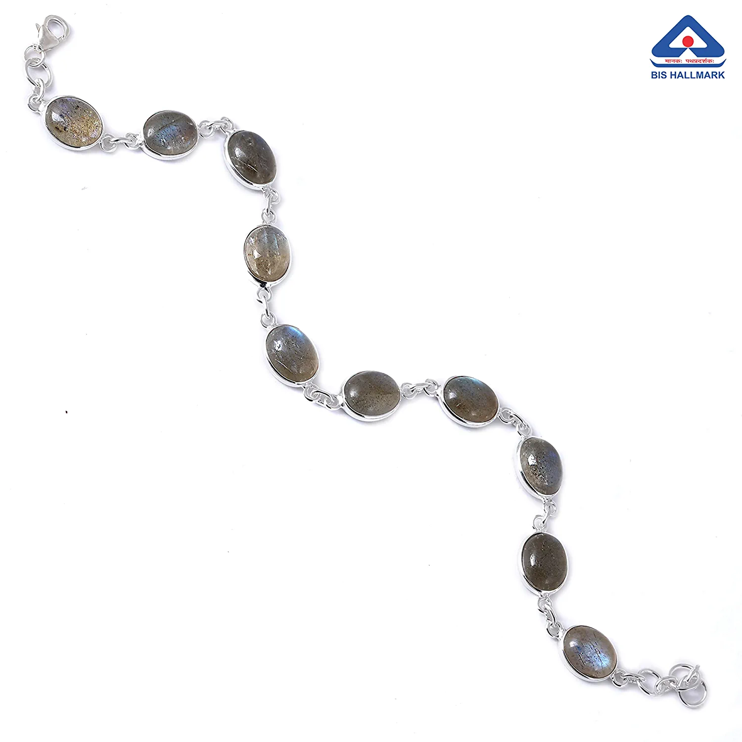 Natural Labradorite Silver Bracelet