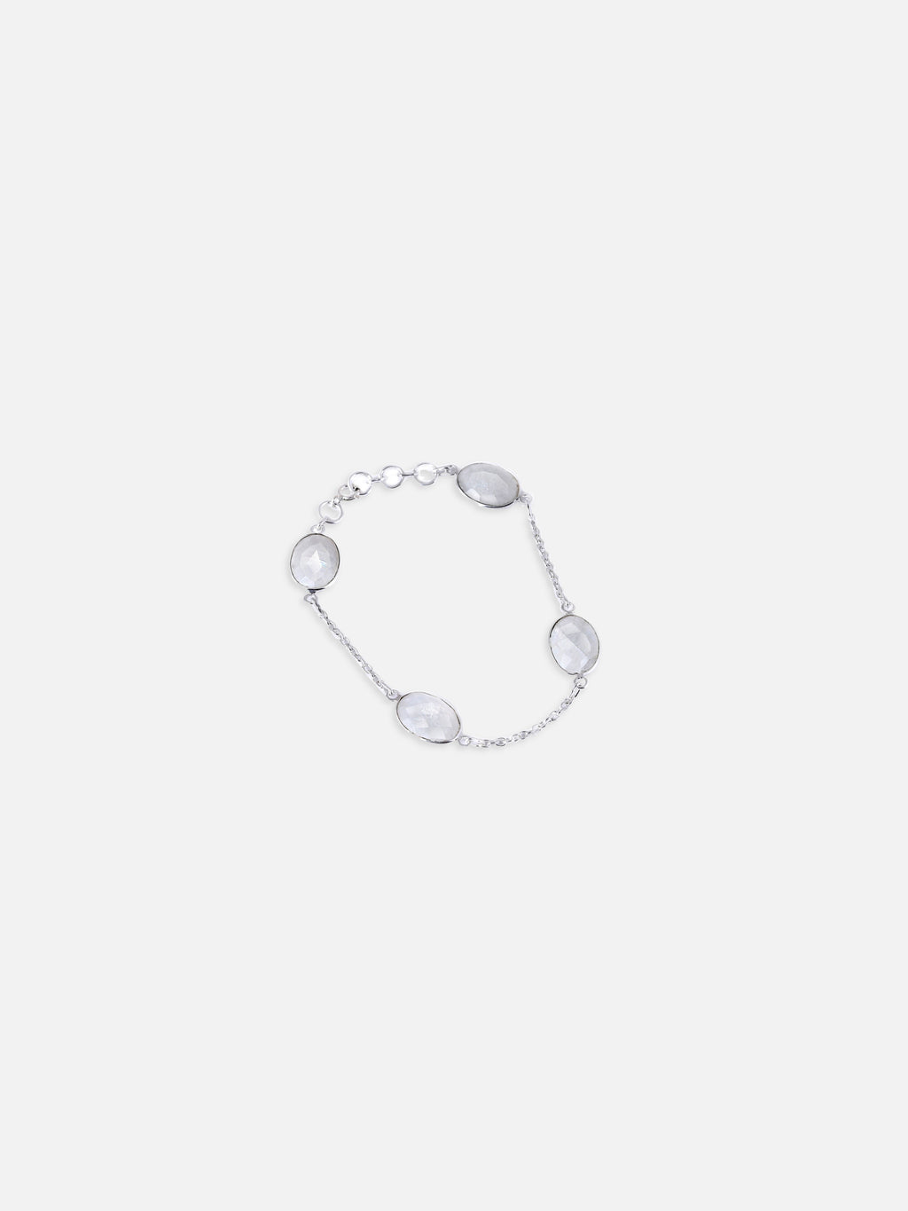 White oval Moonstone Silver Bracelet
