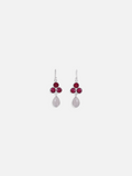 Ruby & White Moonstone Dangle Droplet Earrings