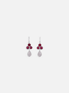 Ruby & White Moonstone Dangle Droplet Earrings