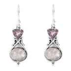 Kunzite and White Chalcedony Silver Earring