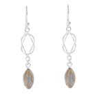 Oval Labradorite Silver Chain Loop Earring