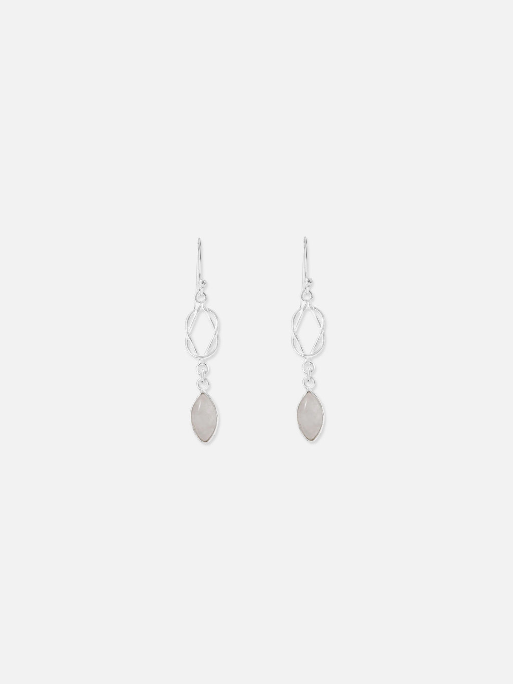 Grey Moonstone Silver Chain Loop Earring