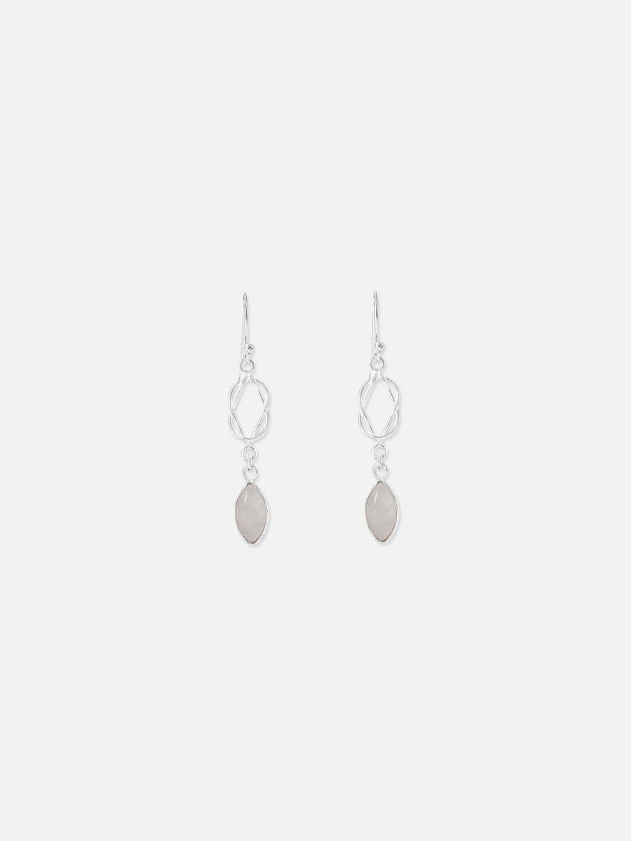 Grey Moonstone Silver Chain Loop Earring