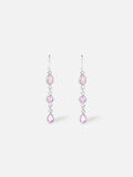 Triple Pink Chalcedony Long Earrings