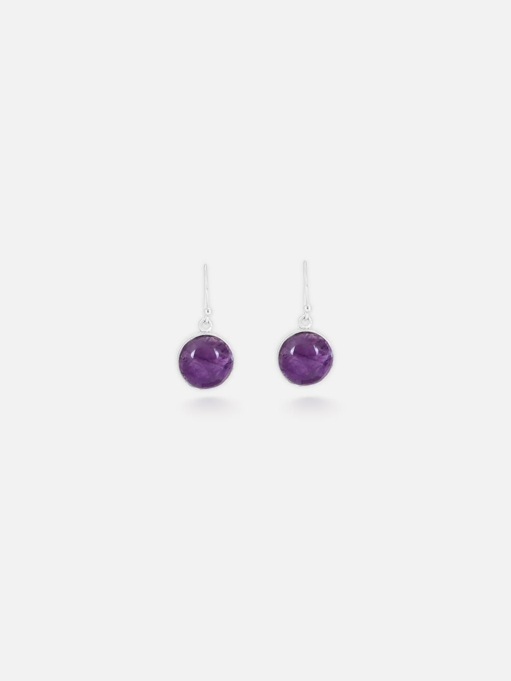 Purple Round Onyx Drop Earrings