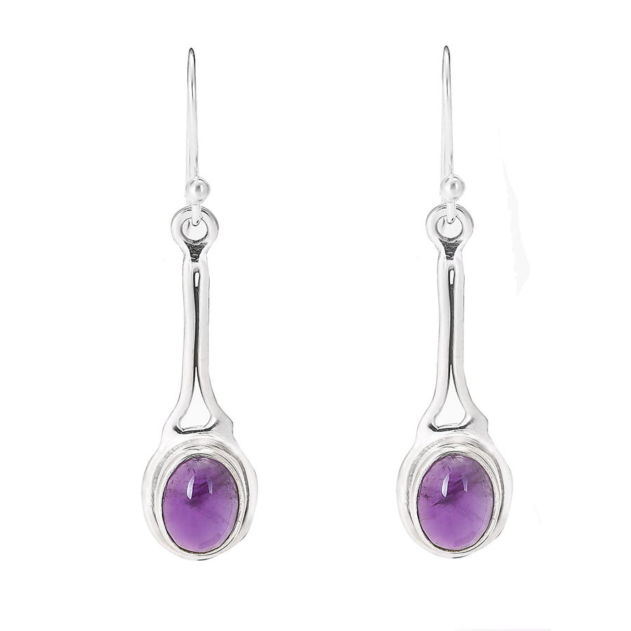 Oval Purple Onyx Steller Drop Earrings