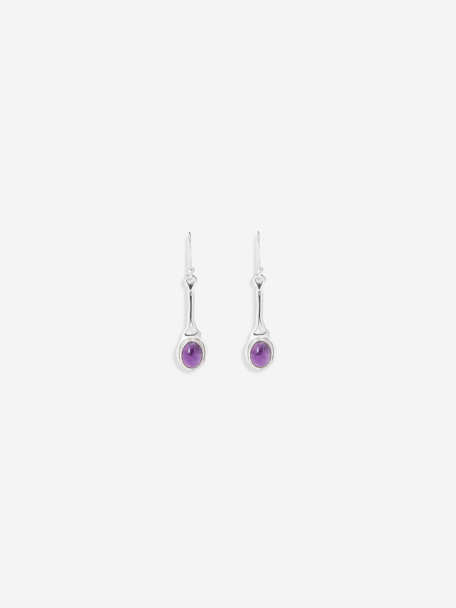 Oval Purple Onyx Steller Drop Earrings