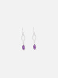 Purple Lapis Lazuli Silver Chain Loop Earring