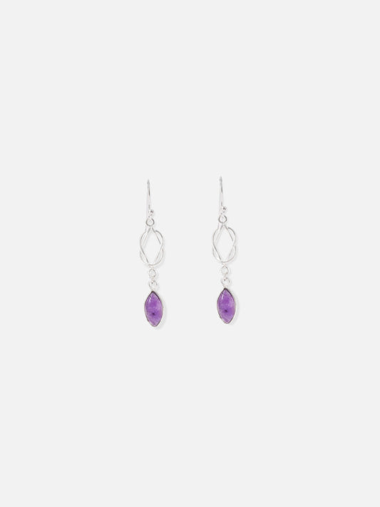 Purple Lapis Lazuli Silver Chain Loop Earring