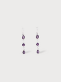 Triple Purple Amethyst Quartz Long Earrings