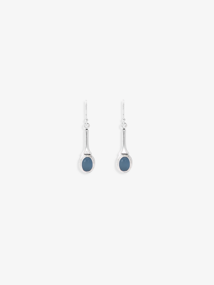 Oval Blue Chalcedony Steller Drop Earrings