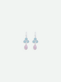 Grandidierite & Pink Chalcedony Dangle Droplet Earrings
