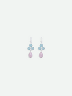 Grandidierite & Pink Chalcedony Dangle Droplet Earrings