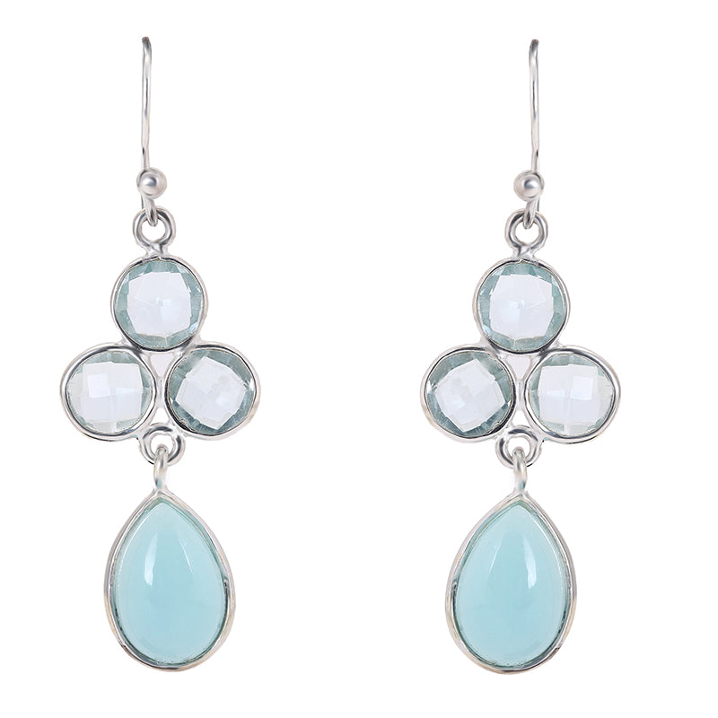 Aquamarine and Grandidierite Dangle Droplet Earrings