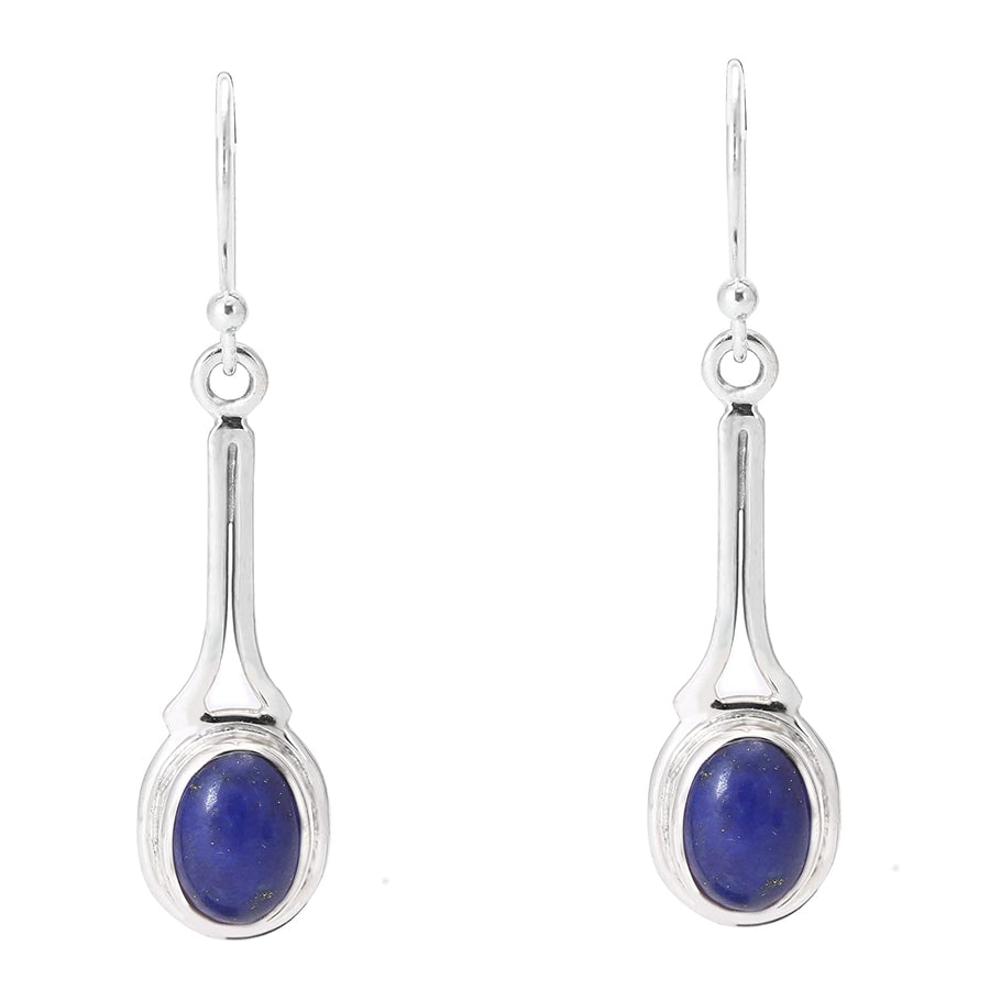 Oval Blue Lapis Steller Drop Earrings