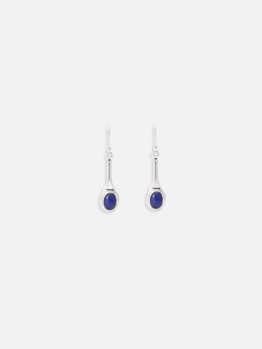 Oval Blue Lapis Steller Drop Earrings