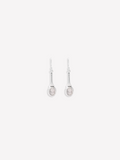 Oval Light Grey Quartz Steller Drop Earrings