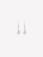 Oval Light Grey Quartz Steller Drop Earrings