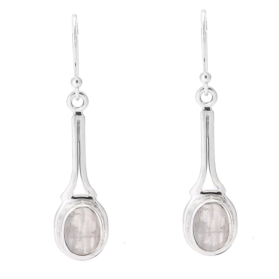 Oval Light Grey Quartz Steller Drop Earrings