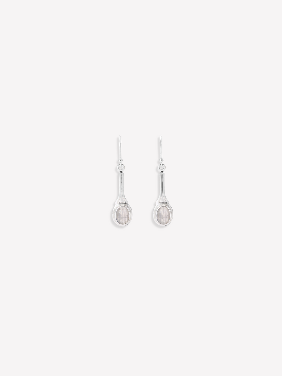 Oval Light Grey Quartz Steller Drop Earrings