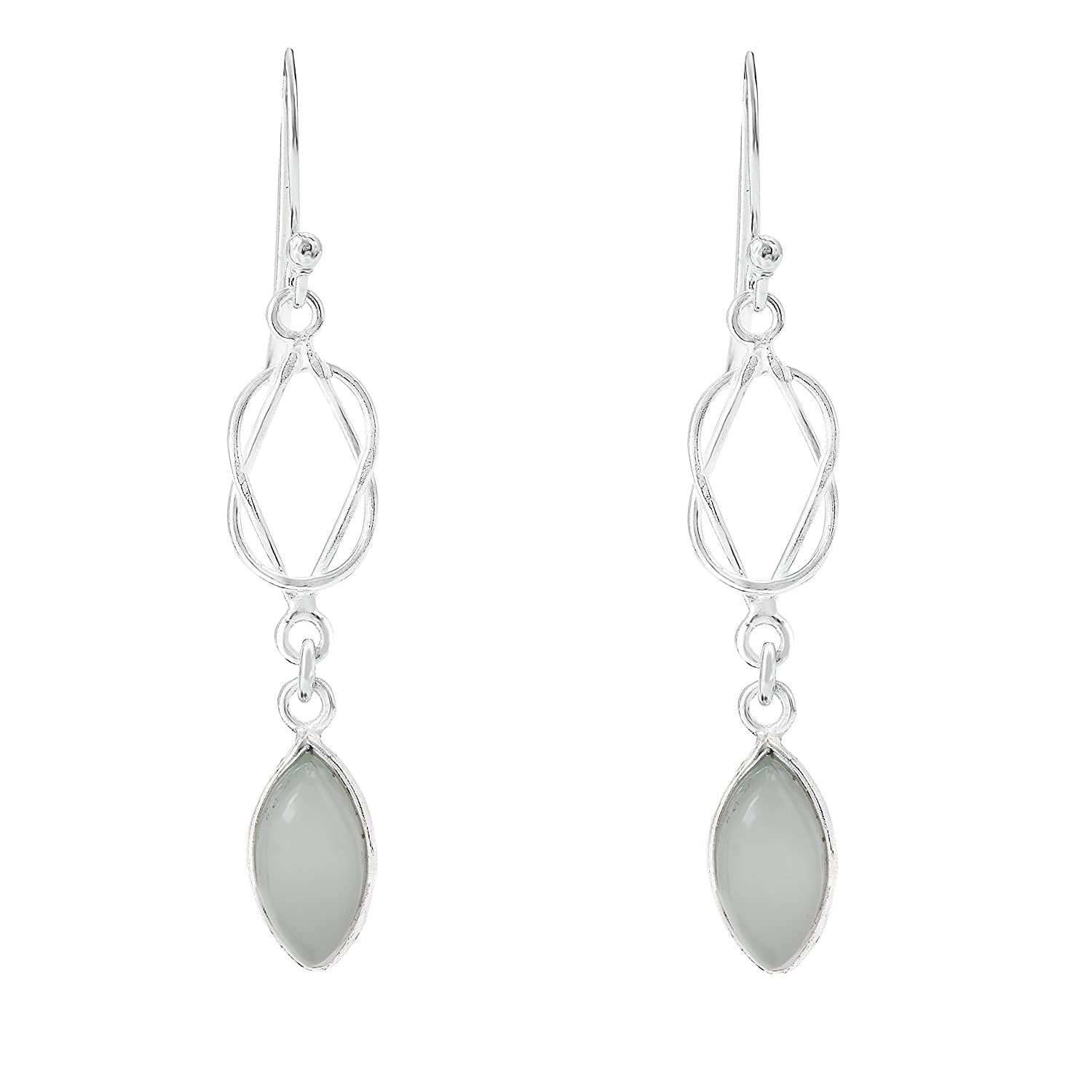 Moonstone Silver Chain Loop Earring