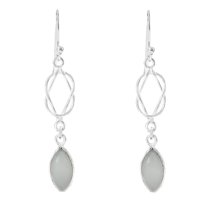 Moonstone Silver Chain Loop Earring