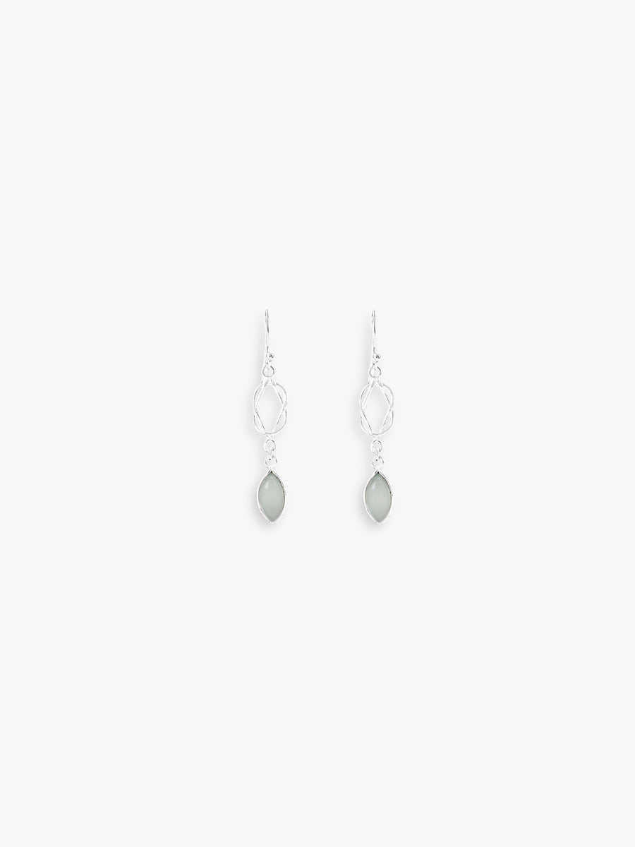 Moonstone Silver Chain Loop Earring