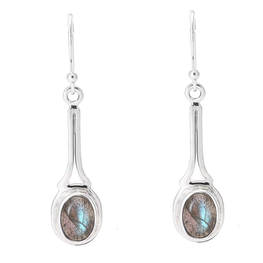 Oval Labradorite Steller Drop Earrings