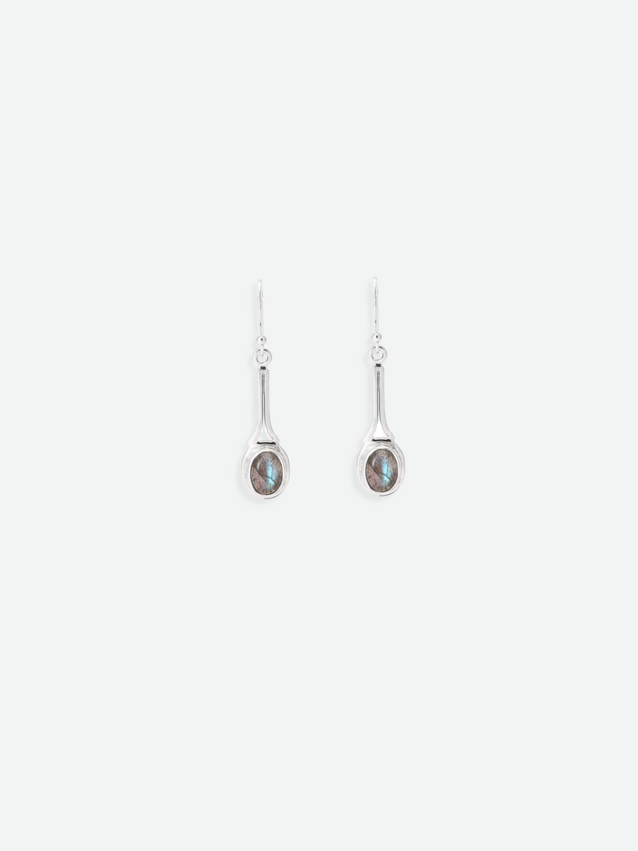 Oval Labradorite Steller Drop Earrings