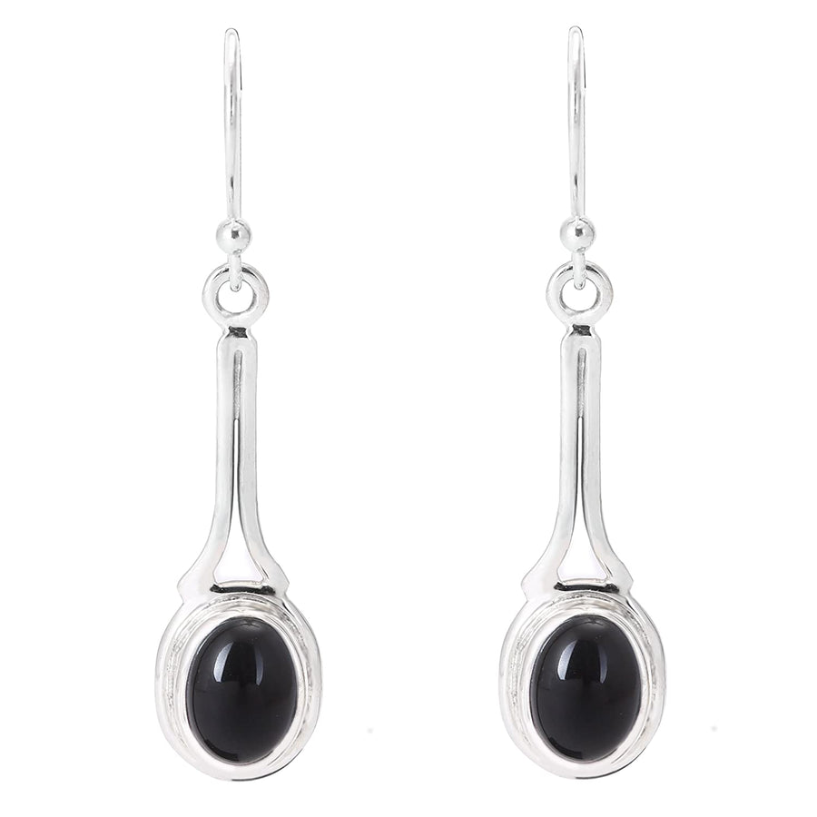 Oval Black Onyx Steller Drop Earrings