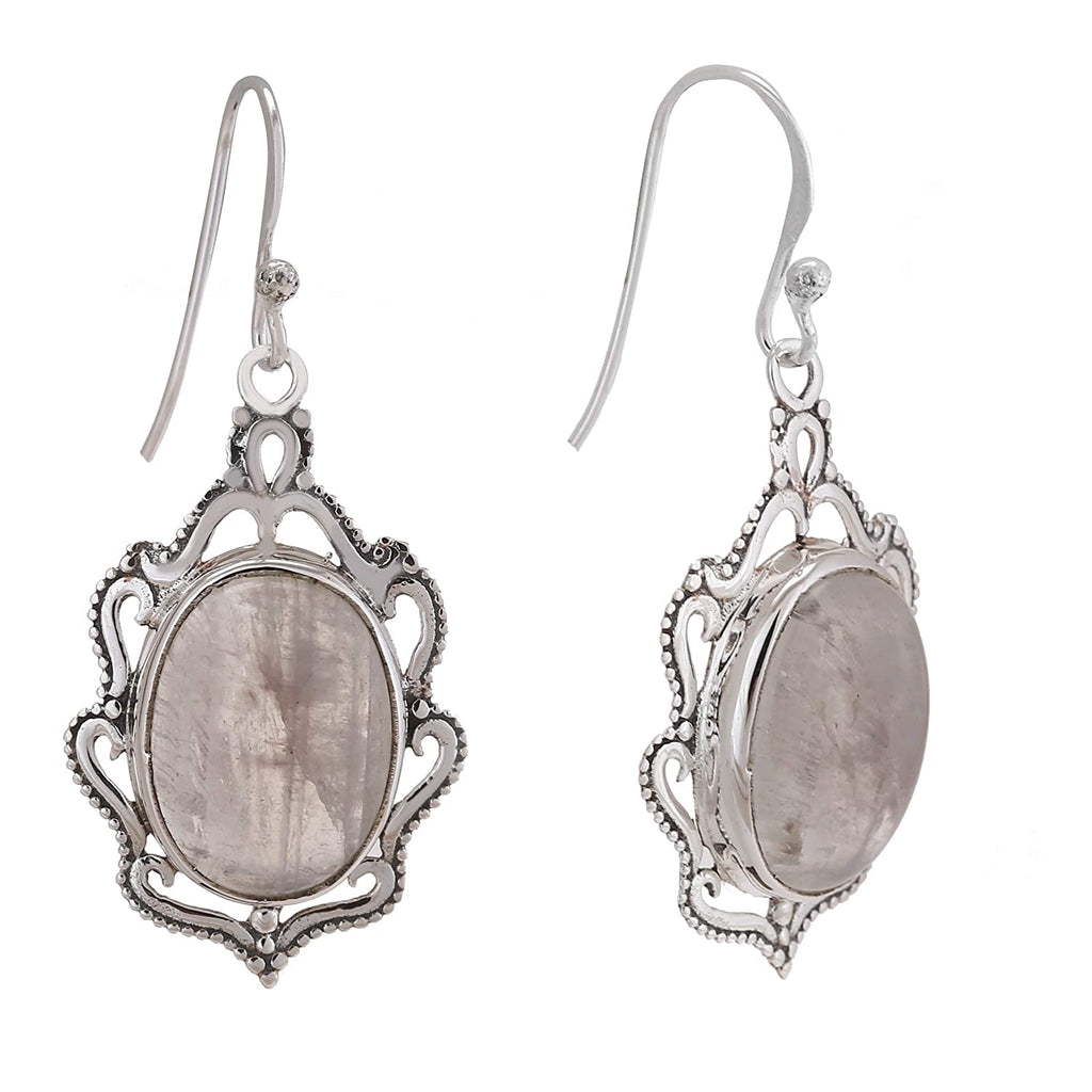Natural Rainbow Moonstone Antique Earrings